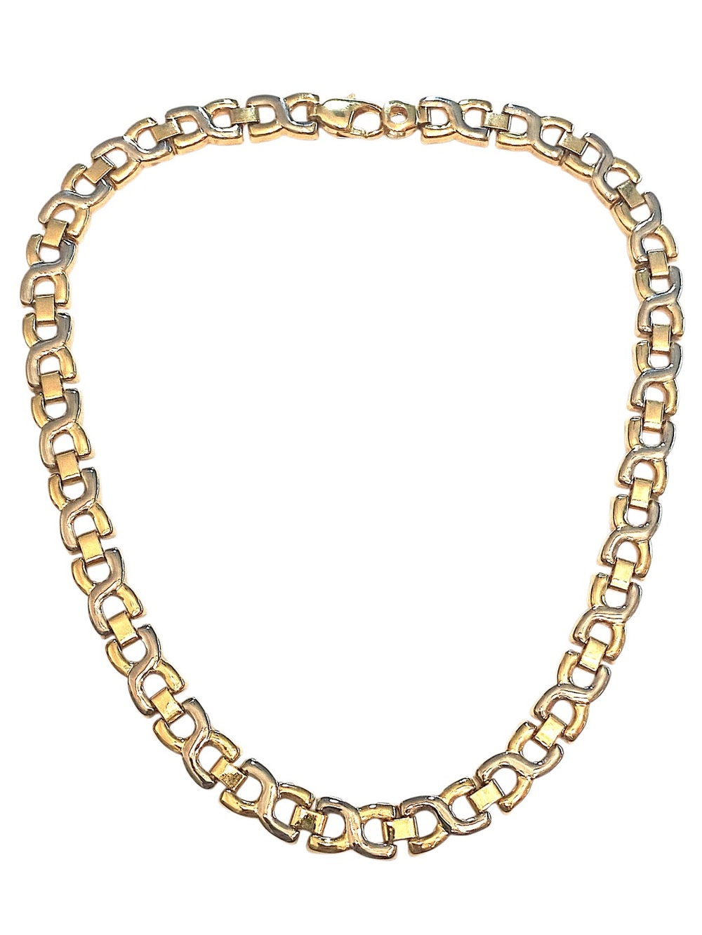 Vintage Mixed Metal Gold Silver Chain Necklace Thick Chunky